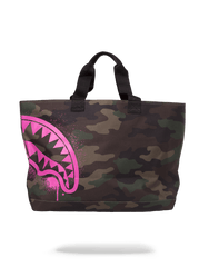PINK STENCIL SHARK CAMO TOTE