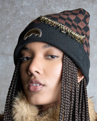 GOLD CHAIN CHECK BEANIE