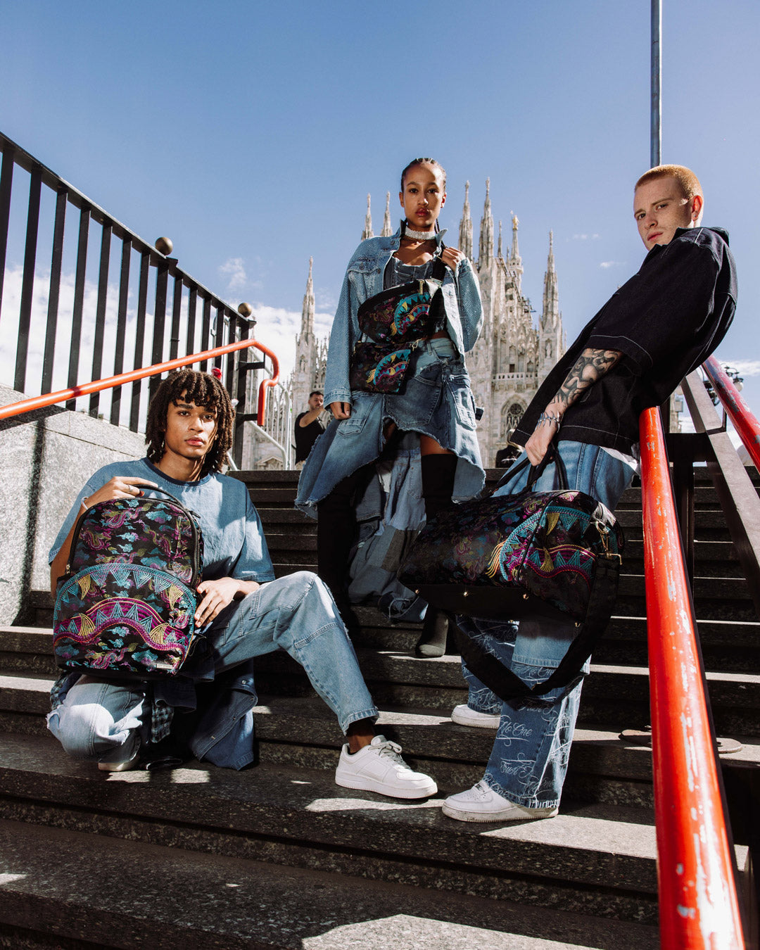 EMBROIDERED DRAGONS DUFFLE