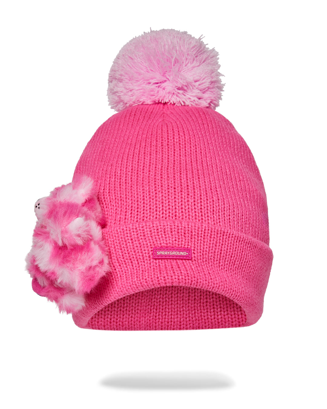 PINK LIL BEAR PUFF BEANIE